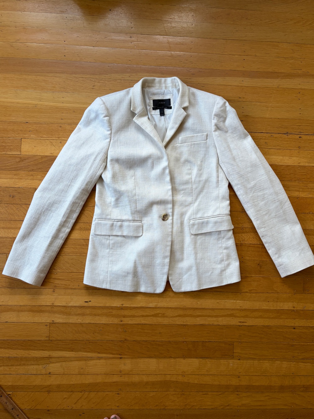 J. crew linen blend Regent Blazer cream pearl 6 textured M READ